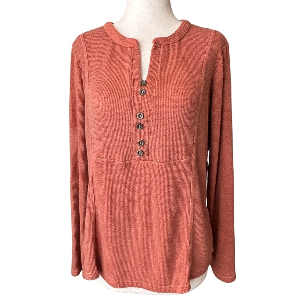 Anthropology Jane and Delancey Long Sleeve Textured Tunic Top - S - Rust Orange